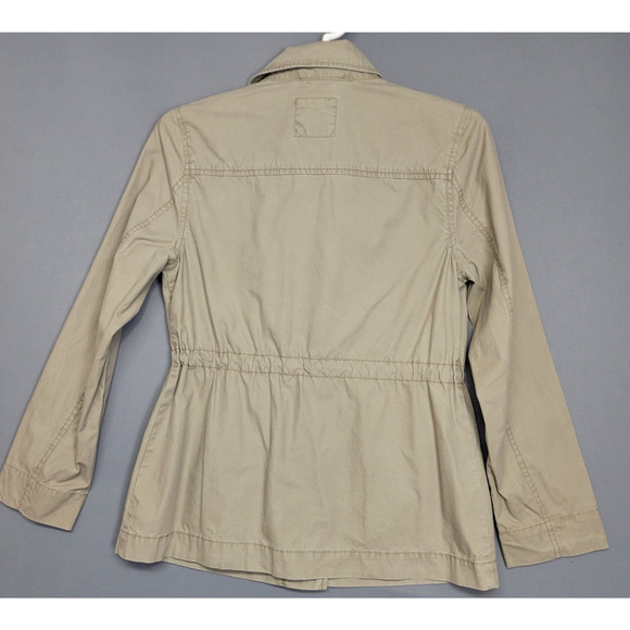 Old Navy Cargo Utility Field Jacket Womens S Tan Drawstring Waist Pockets Cotton - Picture 11 of 12
